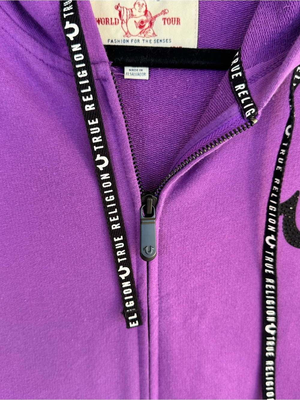 True Religion Purple Short-Sleeve Zip-Up Hoodie - Picture 8 of 13